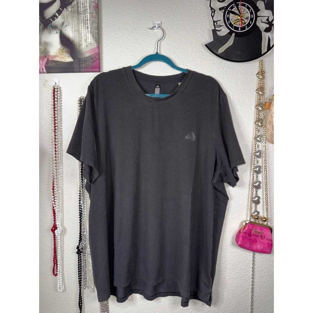 Adidas Mens 2XL Charcoal Gray Micro Ribbed Training T-Shirt